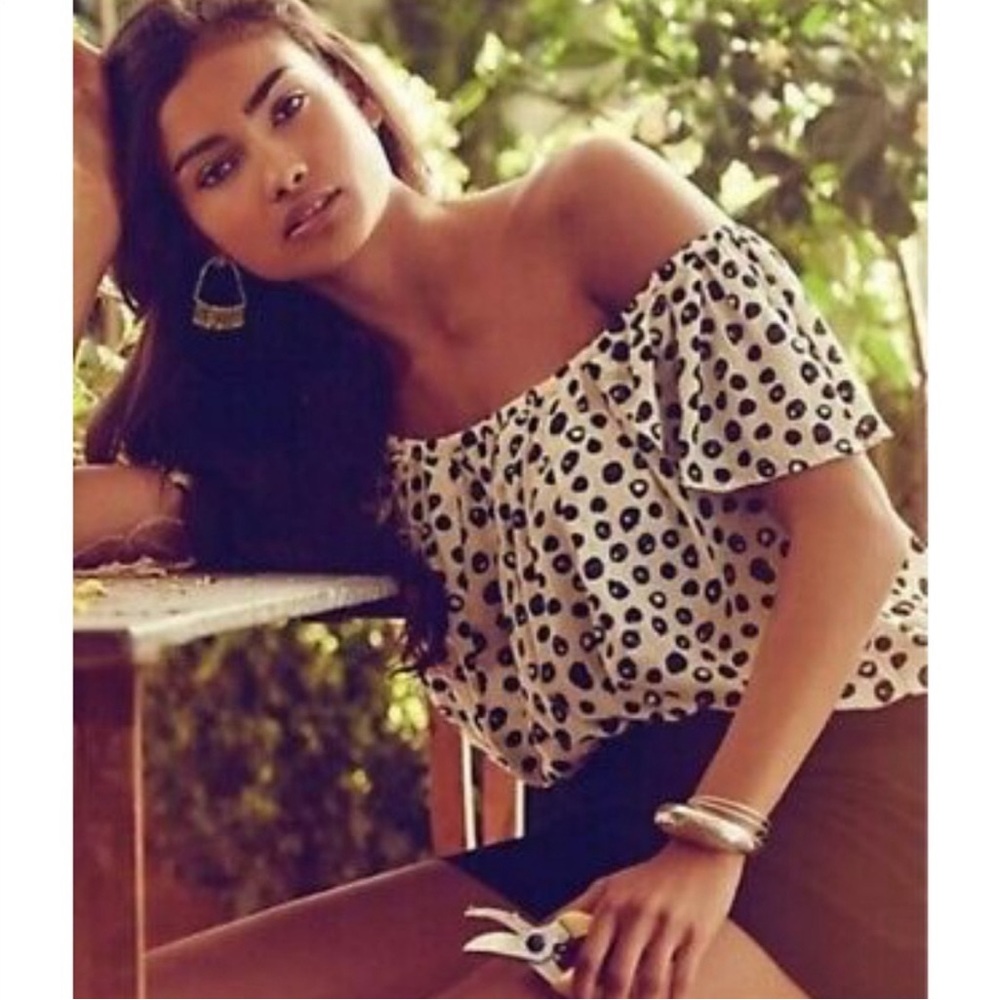 Anthropologie Maeve Polka Dot Off the Shoulder Top